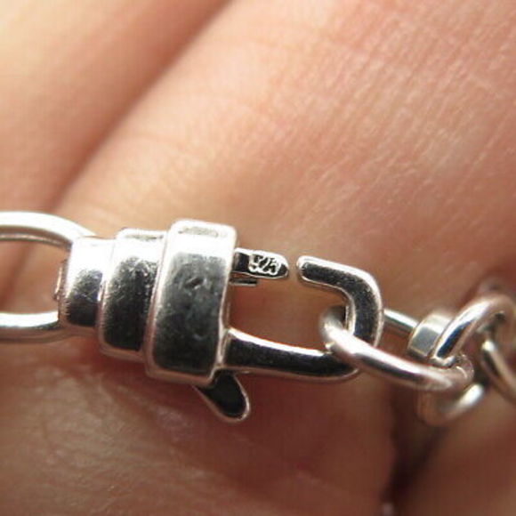 925 Sterling Silver EMPORIO ARMANI Italy Black Onyx Heart Necklace 18" - Picture 8 of 10